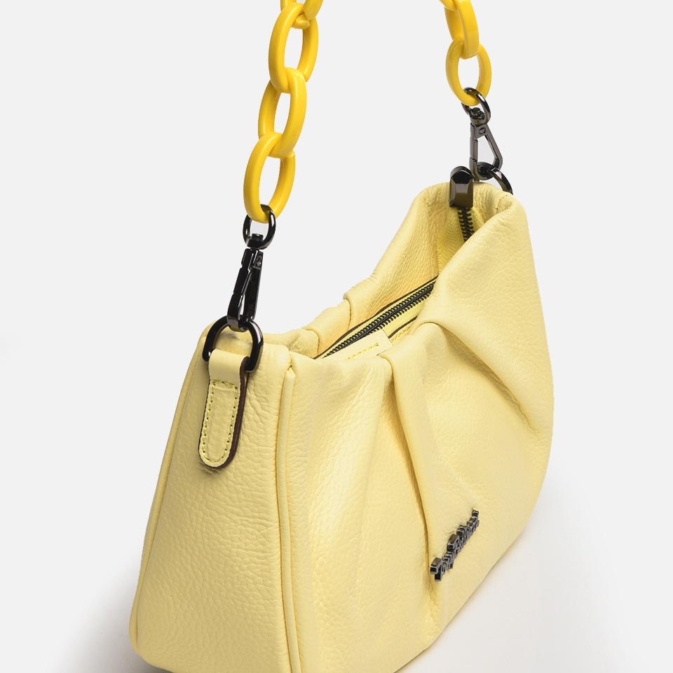 resm Hakiki Deri Açık Sarı Kadın Mini (Çapraz) Çanta