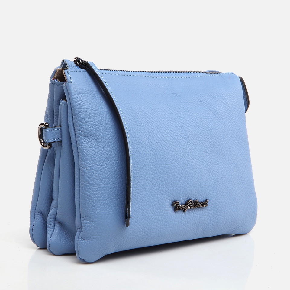 resm Hakiki Deri Açık Mavi Kadın Mini (Çapraz) Çanta