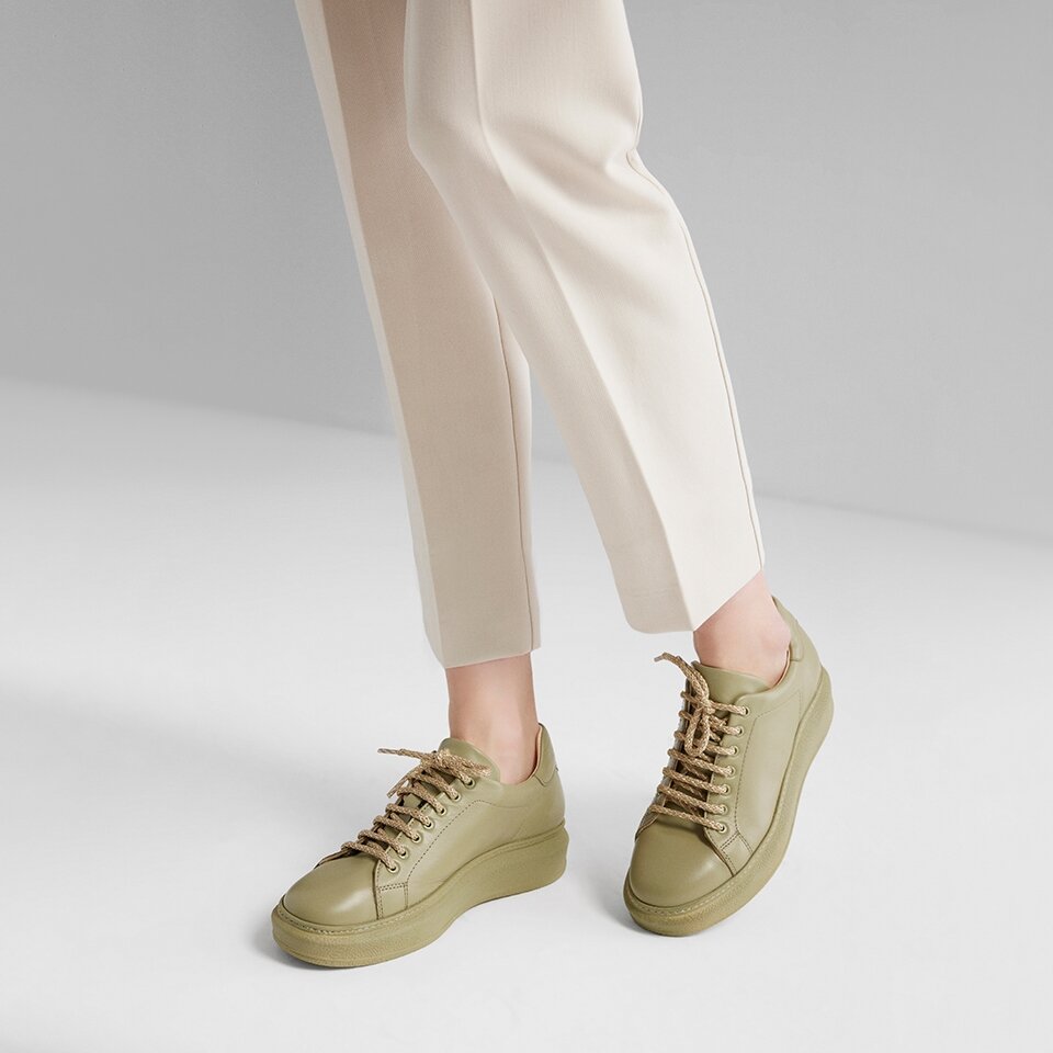 resm Hakiki Deri Yeşil Kadın Spor Ayakkabı
