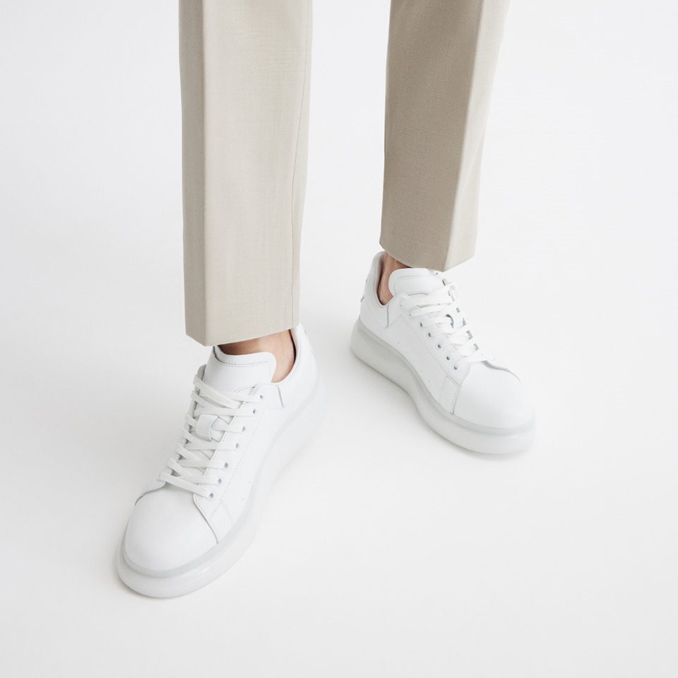 resm Hakiki Deri Beyaz Erkek Günlük Ayakkabı