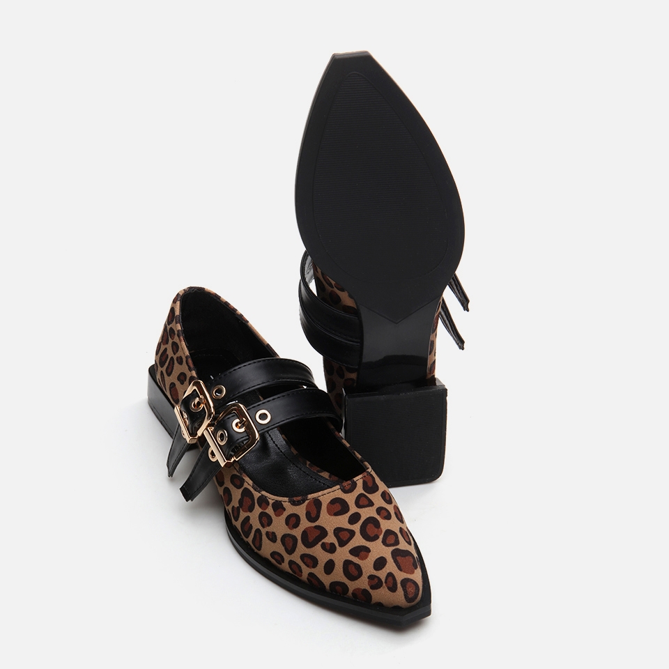 resm Mary Jane Leopar Desenli Kadın Loafer