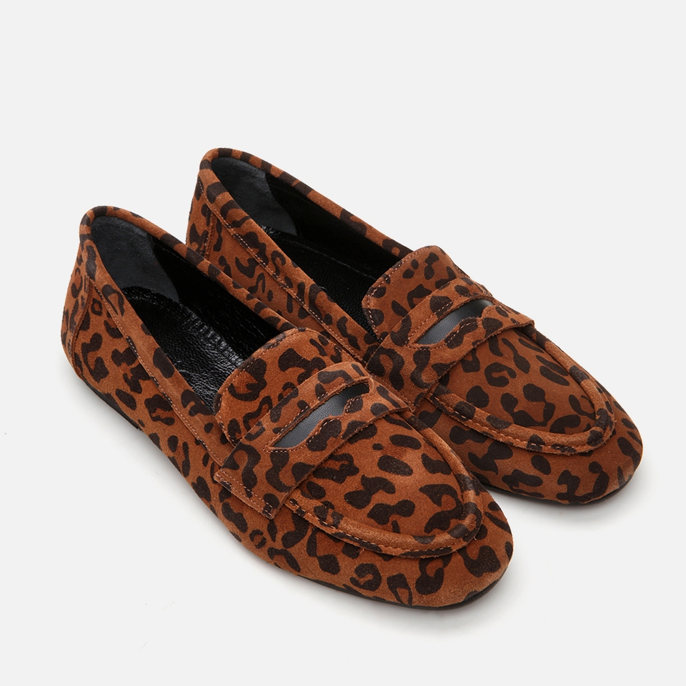 resm Hakiki Deri Leopar Kadın Loafer