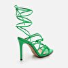 resm Hakiki Deri Yeşil Kadın Topuklu Sandalet