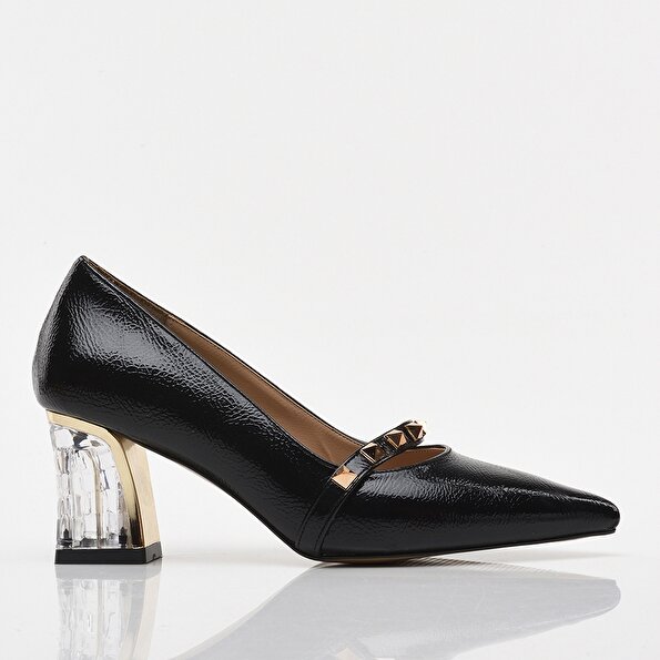 Resim Siyah Yaya Kadın Topuklu Ayakkabı