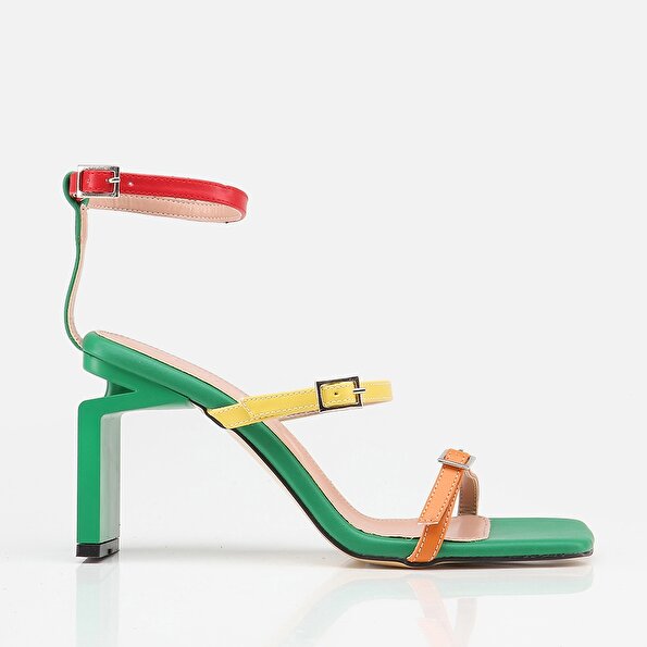 Resim Yeşil Kadın Topuklu Sandalet