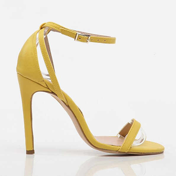 Resim Sarı Kadın Topuklu Sandalet