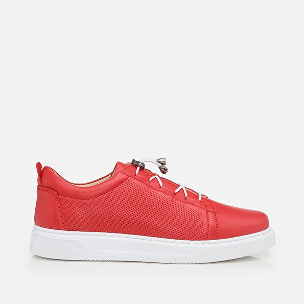 Resim Hakiki Deri Kırmızı Kadın Spor Ayakkabı