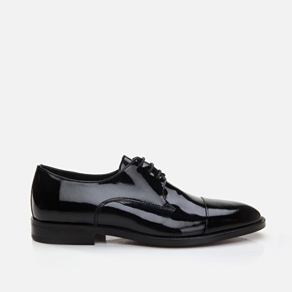 Resim Hakiki Deri Siyah Erkek Klasik Ayakkabı